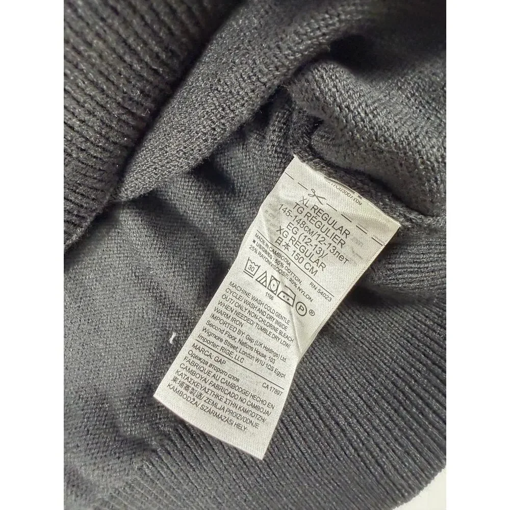 NEW Gap Kids V-Neck Cotton Blend Sweater Black Size 12